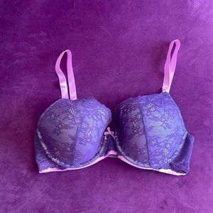 36DD Victoria’s Secret, Purple Lace with Pink Piping, Dream Angels Bra